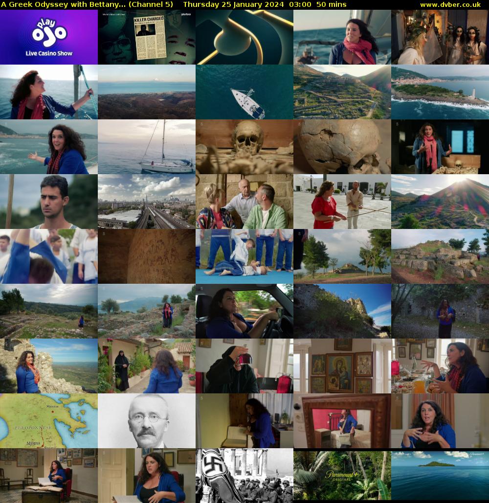 A Greek Odyssey with Bettany... (Channel 5) Thursday 25 January 2024 03:00 - 03:50