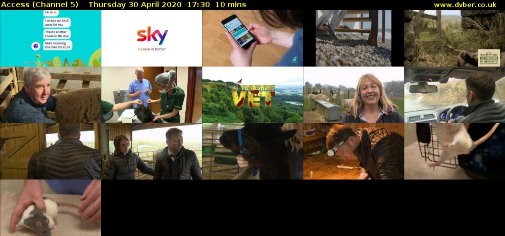 Access (Channel 5) Thursday 30 April 2020 17:30 - 17:40