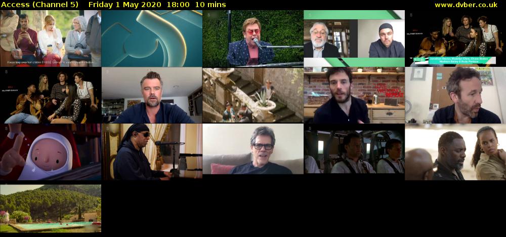 Access (Channel 5) Friday 1 May 2020 18:00 - 18:10