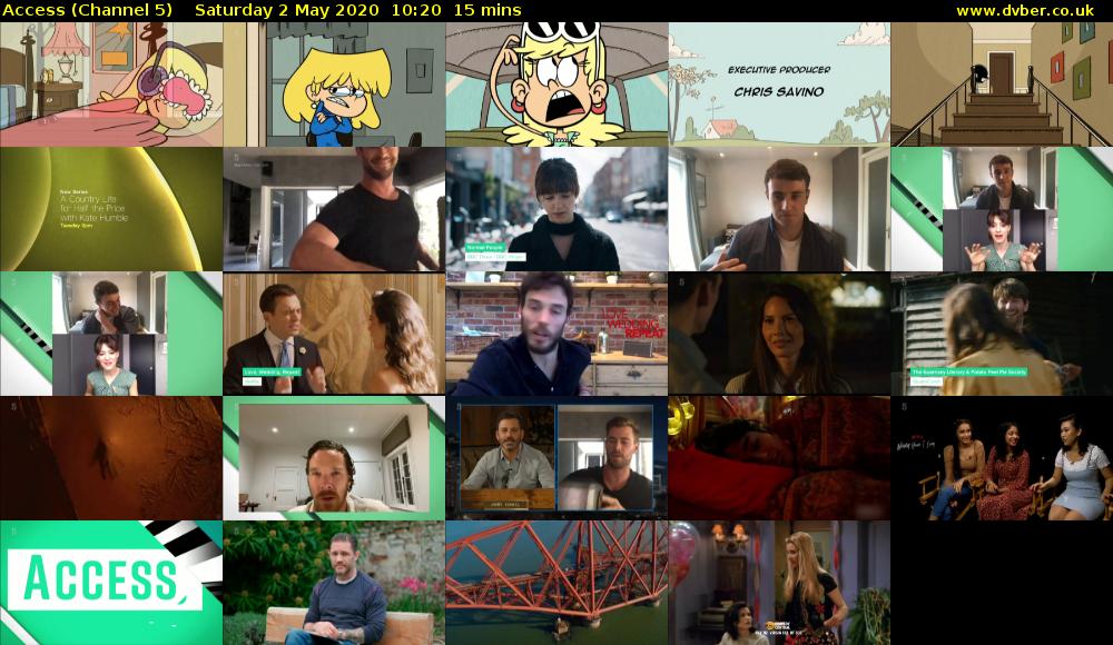 Access (Channel 5) Saturday 2 May 2020 10:20 - 10:35