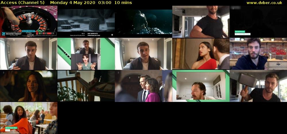 Access (Channel 5) Monday 4 May 2020 03:00 - 03:10
