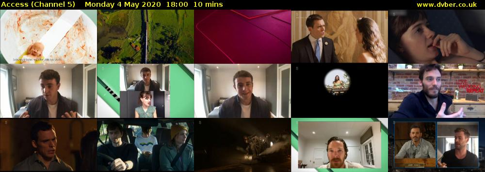 Access (Channel 5) Monday 4 May 2020 18:00 - 18:10