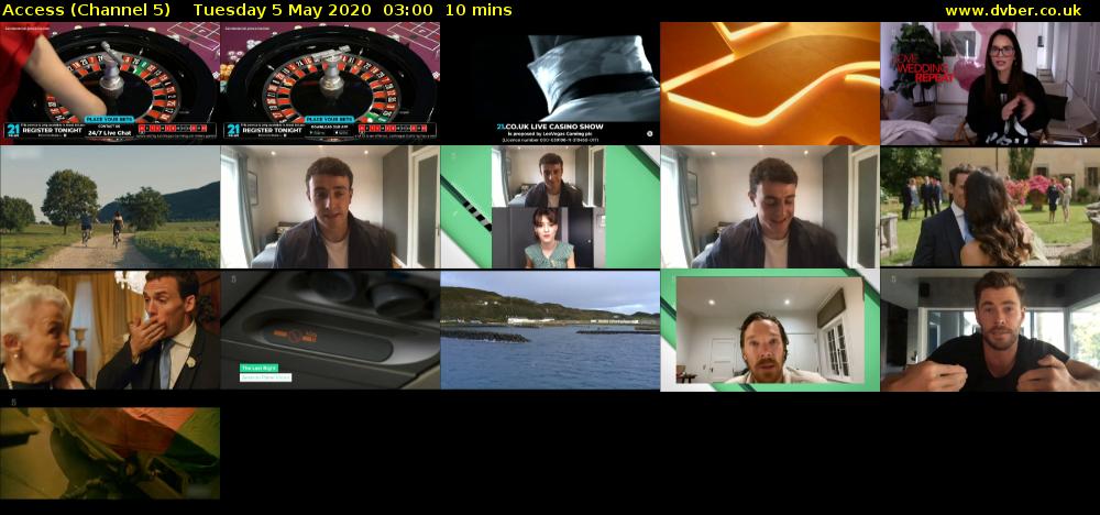 Access (Channel 5) Tuesday 5 May 2020 03:00 - 03:10