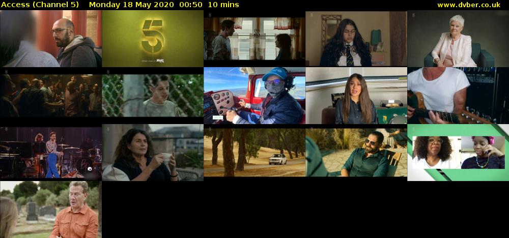 Access (Channel 5) Monday 18 May 2020 00:50 - 01:00