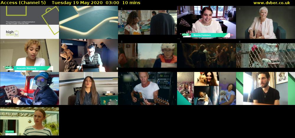 Access (Channel 5) Tuesday 19 May 2020 03:00 - 03:10