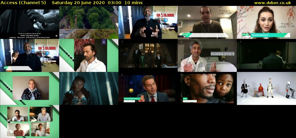 Access (Channel 5) Saturday 20 June 2020 03:00 - 03:10