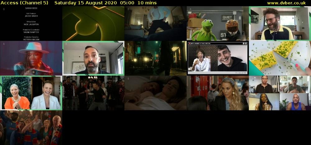 Access (Channel 5) Saturday 15 August 2020 05:00 - 05:10
