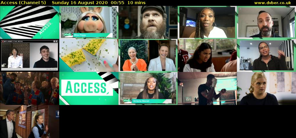 Access (Channel 5) Sunday 16 August 2020 00:55 - 01:05