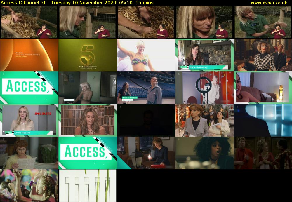 Access (Channel 5) Tuesday 10 November 2020 05:10 - 05:25