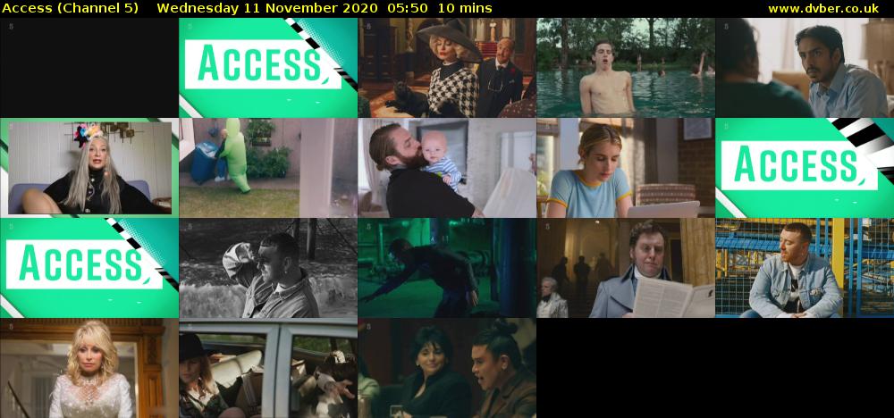 Access (Channel 5) Wednesday 11 November 2020 05:50 - 06:00