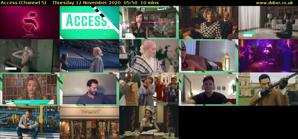 Access (Channel 5) Thursday 12 November 2020 05:50 - 06:00