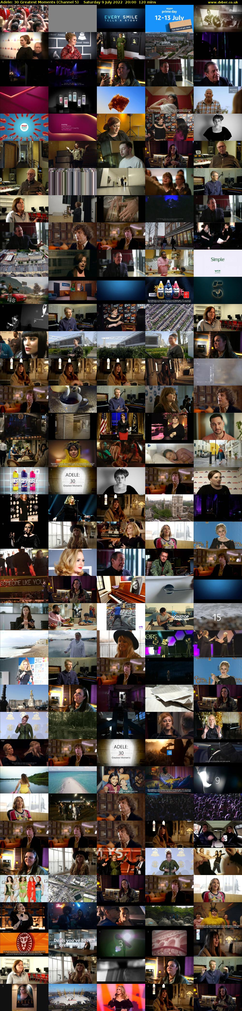 Adele: 30 Greatest Moments (Channel 5) Saturday 9 July 2022 20:00 - 22:00