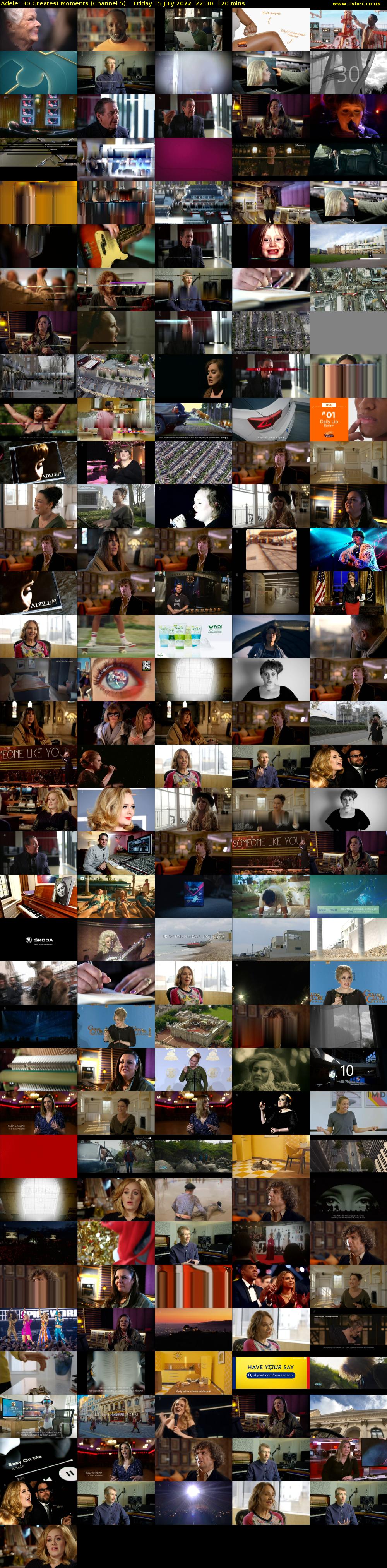 Adele: 30 Greatest Moments (Channel 5) Friday 15 July 2022 22:30 - 00:30