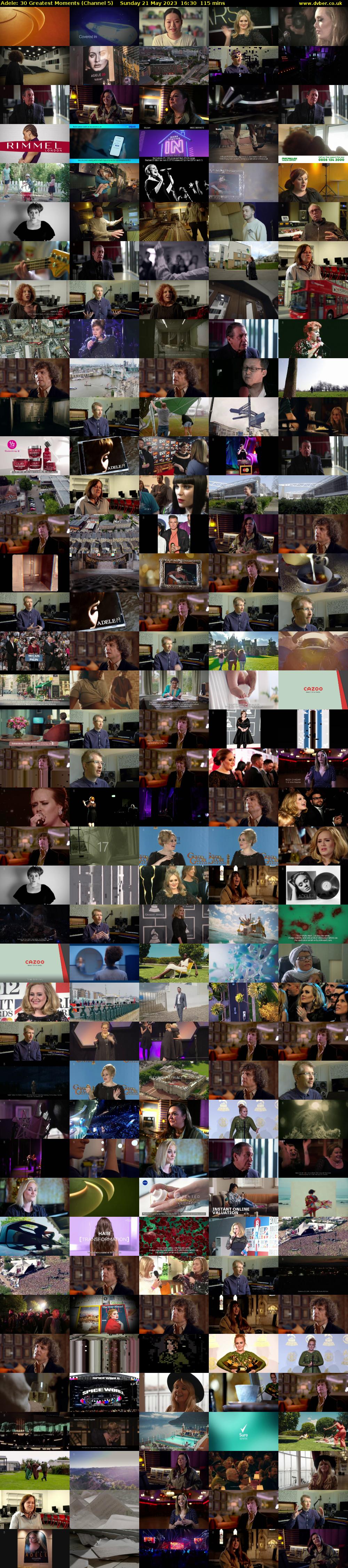 Adele: 30 Greatest Moments (Channel 5) Sunday 21 May 2023 16:30 - 18:25