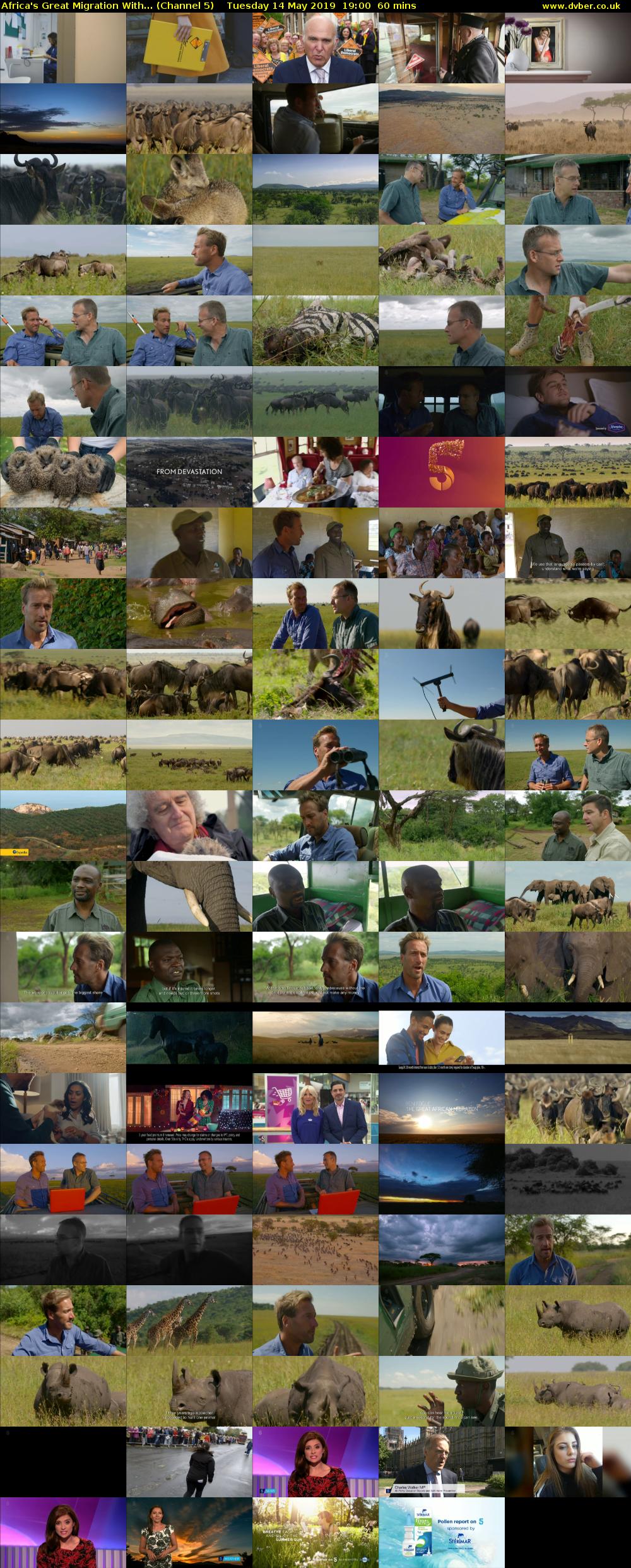 Africa's Great Migration With... (Channel 5) Tuesday 14 May 2019 19:00 - 20:00