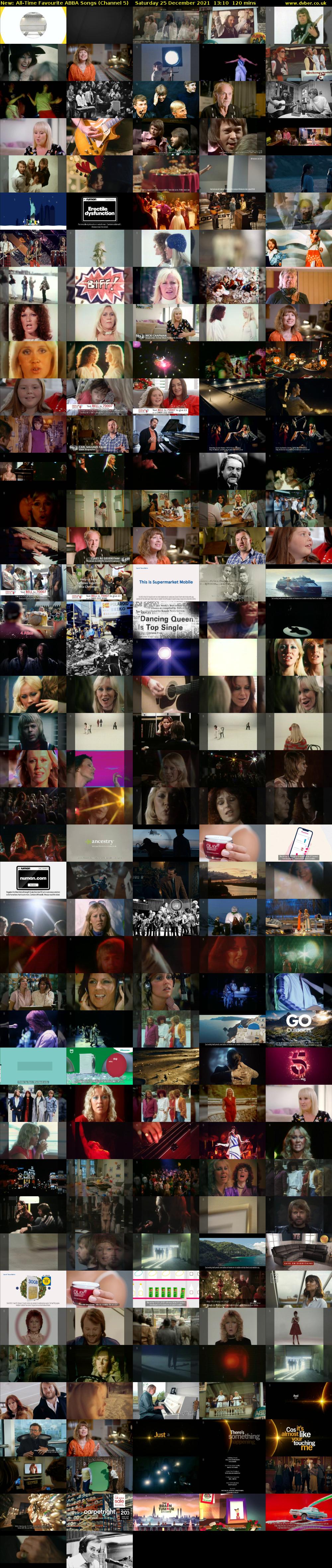 All-Time Favourite ABBA Songs (Channel 5) Saturday 25 December 2021 13:10 - 15:10