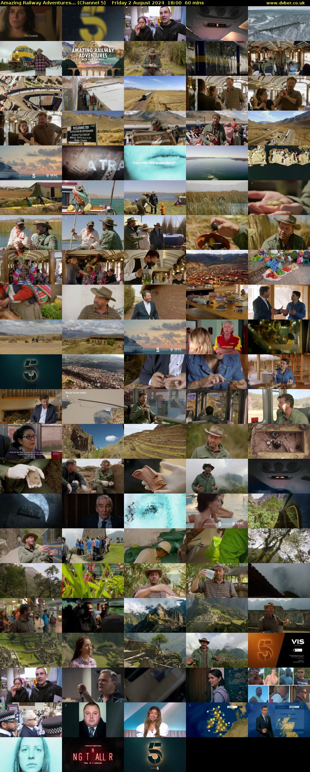 Amazing Railway Adventures... (Channel 5) Friday 2 August 2024 18:00 - 19:00