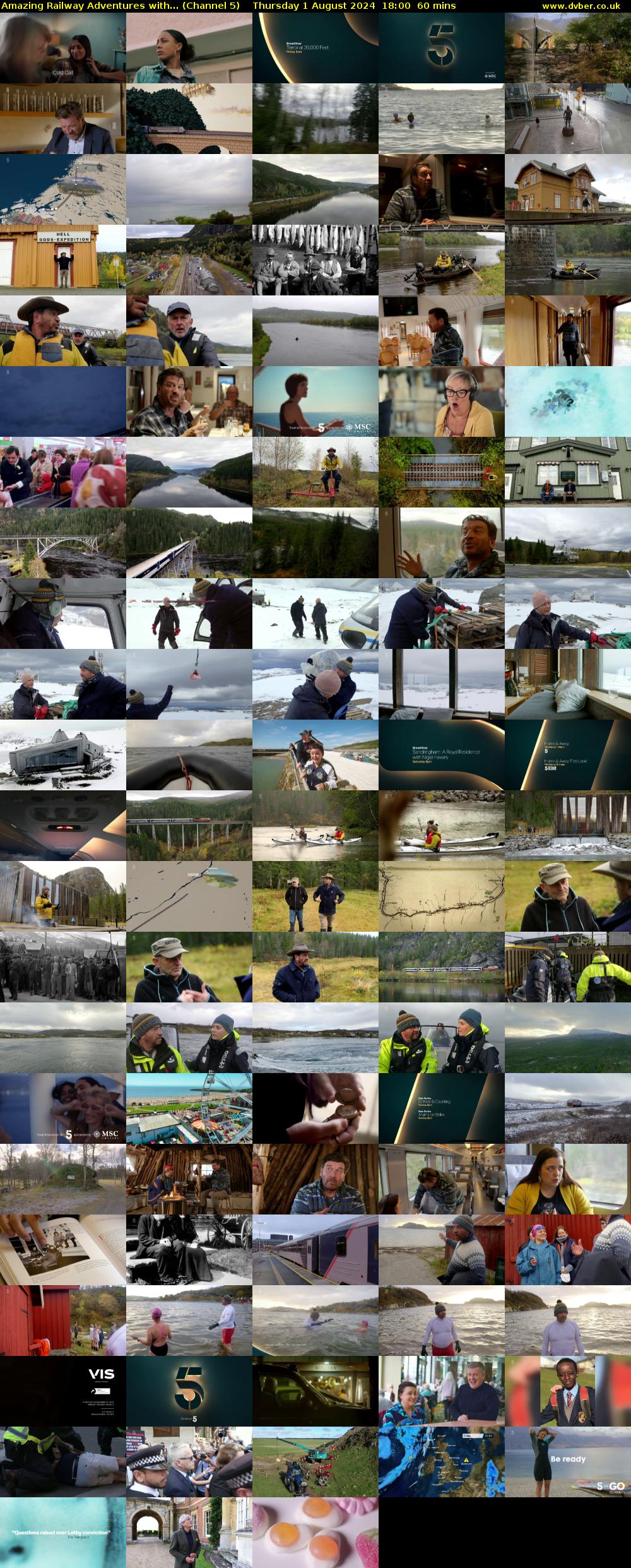 Amazing Railway Adventures with... (Channel 5) Thursday 1 August 2024 18:00 - 19:00