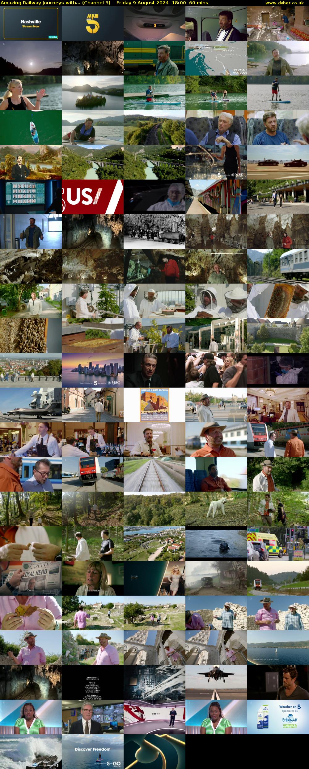 Amazing Railway Journeys with... (Channel 5) Friday 9 August 2024 18:00 - 19:00
