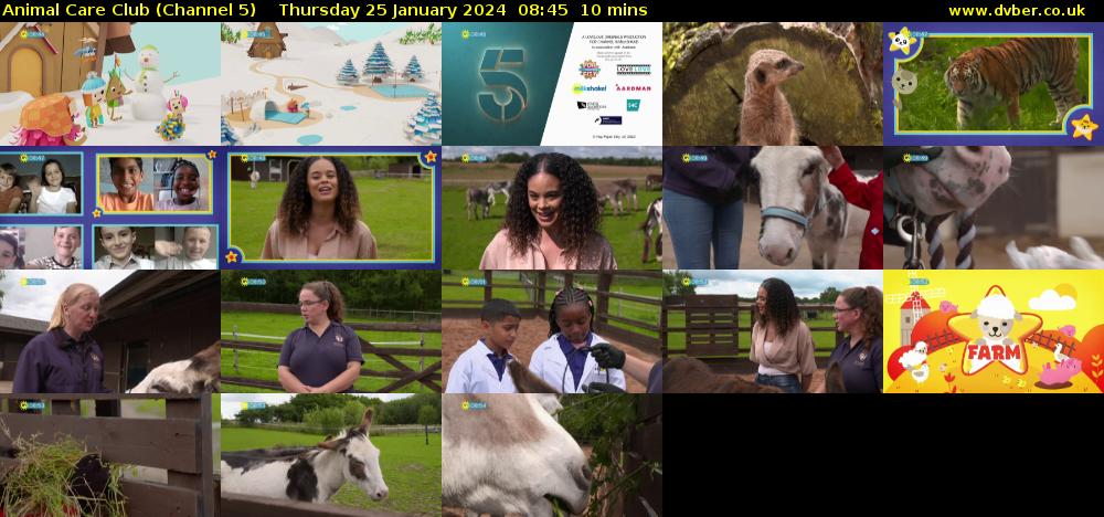 Animal Care Club (Channel 5) Thursday 25 January 2024 08:45 - 08:55