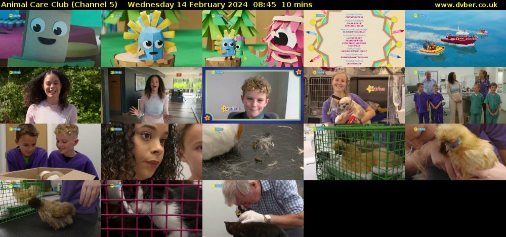 Animal Care Club (Channel 5) Wednesday 14 February 2024 08:45 - 08:55