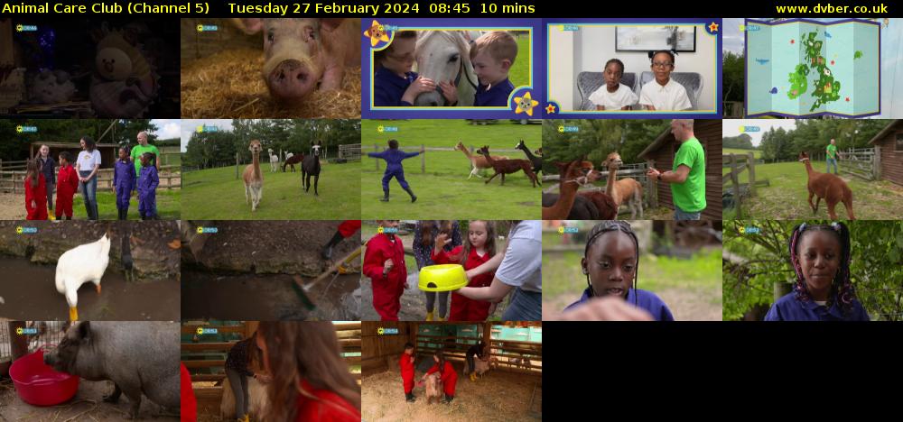 Animal Care Club (Channel 5) Tuesday 27 February 2024 08:45 - 08:55