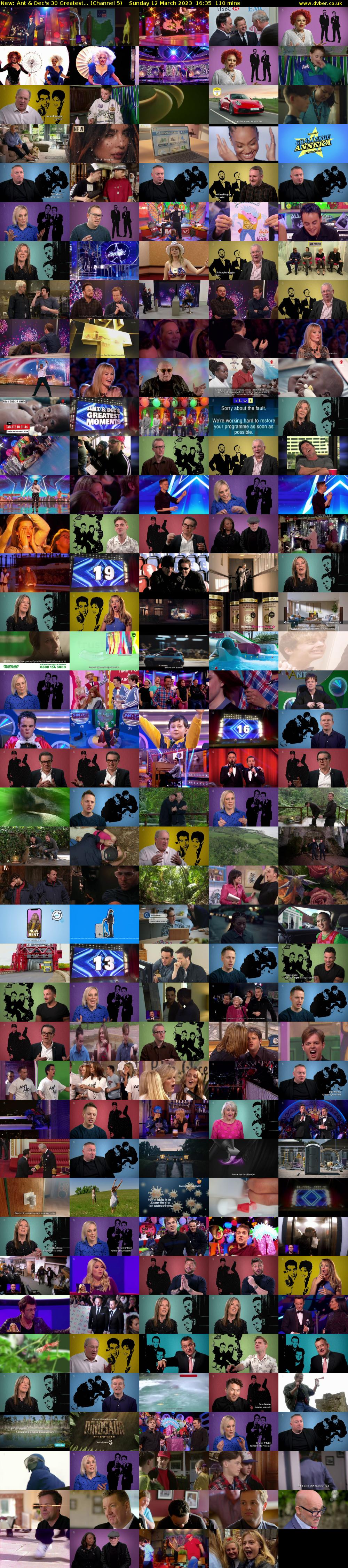 Ant & Dec's 30 Greatest... (Channel 5) Sunday 12 March 2023 16:35 - 18:25