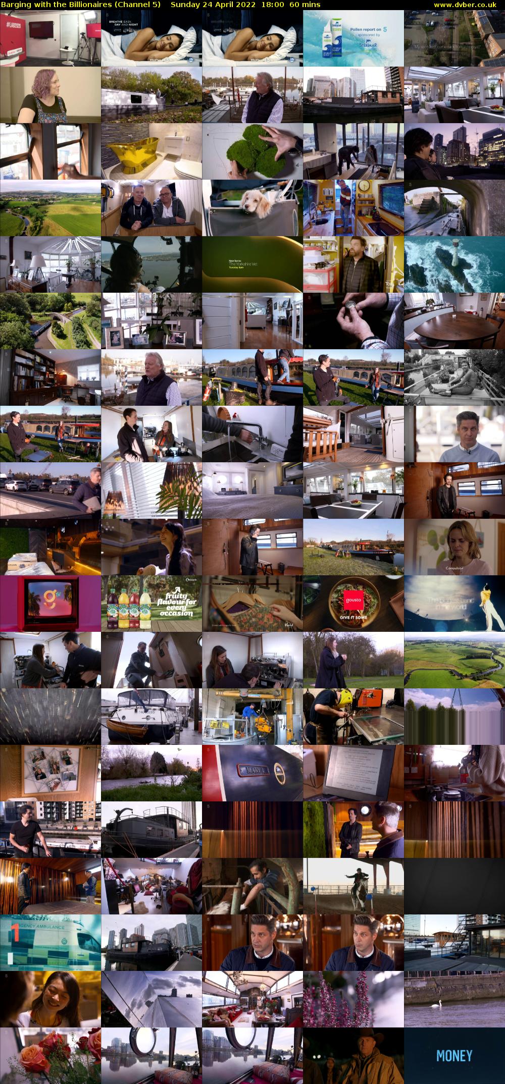 Barging with the Billionaires (Channel 5) Sunday 24 April 2022 18:00 - 19:00