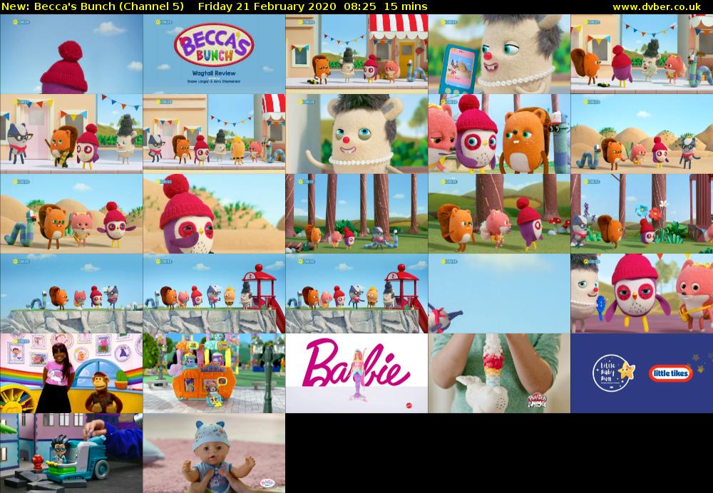 Becca's Bunch (Channel 5) Friday 21 February 2020 08:25 - 08:40
