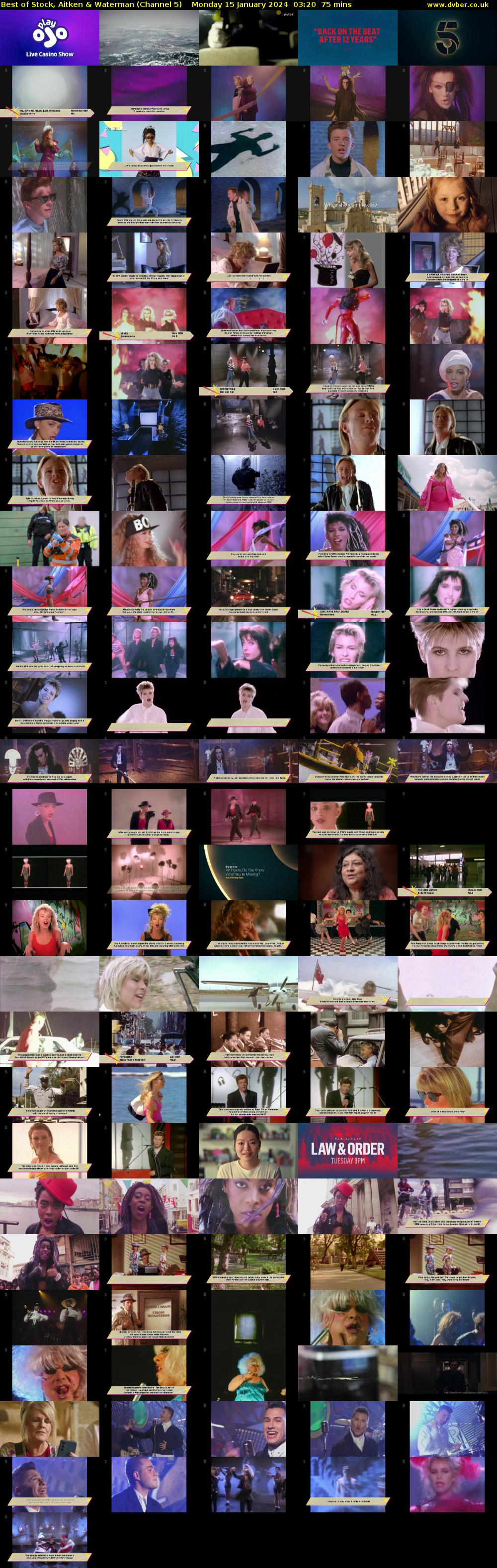 Best of Stock, Aitken & Waterman (Channel 5) Monday 15 January 2024 03:20 - 04:35