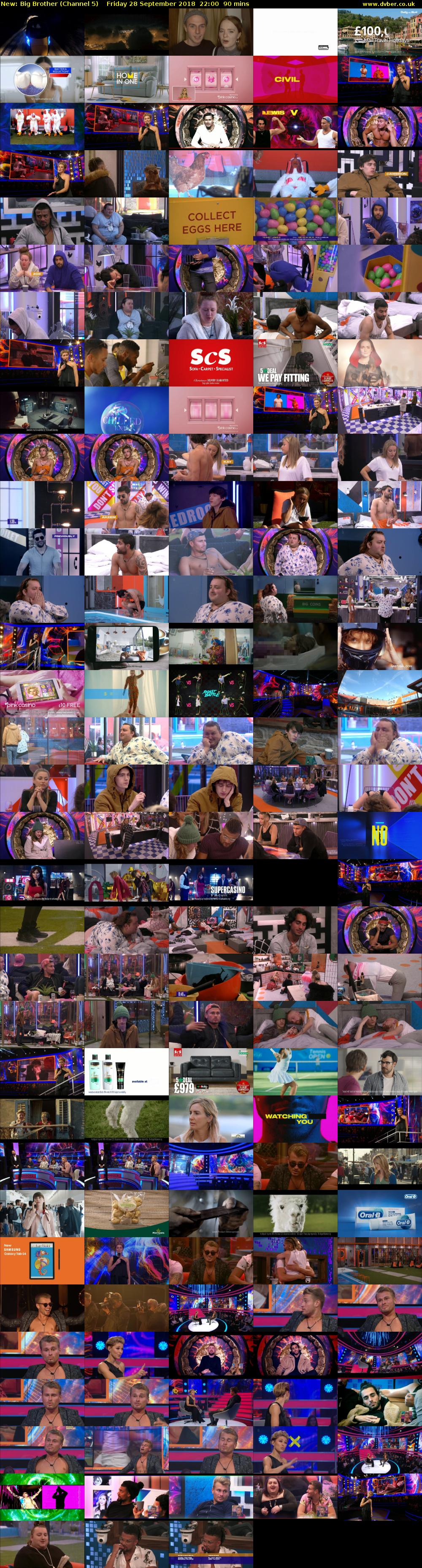 Big Brother (Channel 5) Friday 28 September 2018 22:00 - 23:30