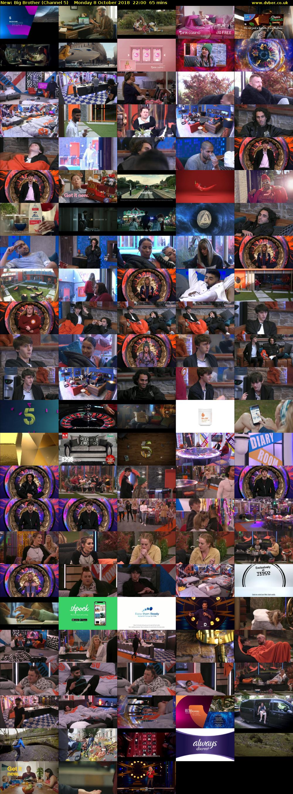 Big Brother (Channel 5) Monday 8 October 2018 22:00 - 23:05