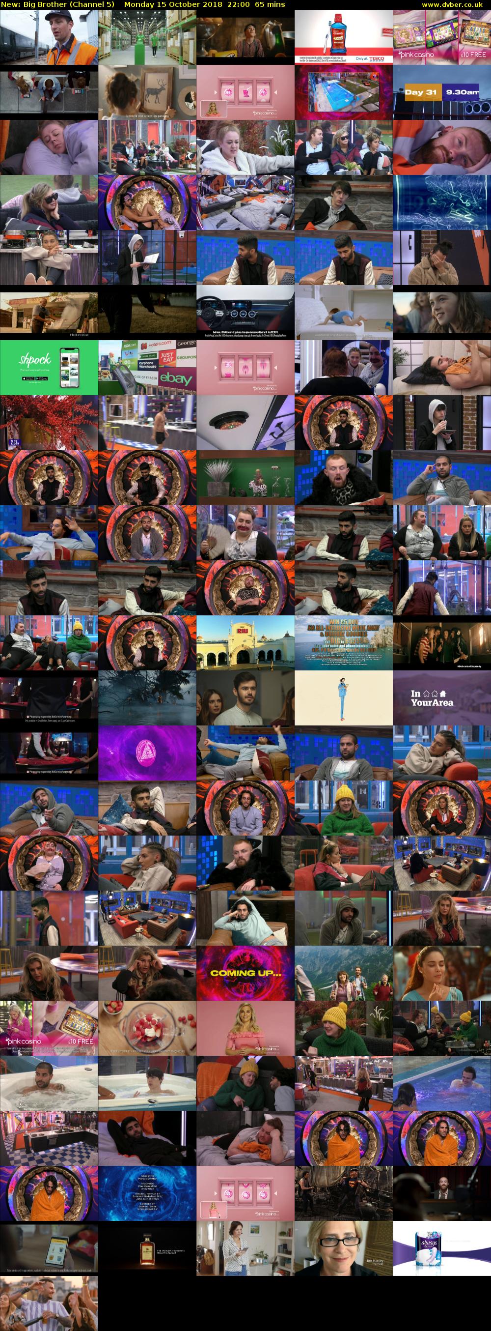 Big Brother (Channel 5) Monday 15 October 2018 22:00 - 23:05