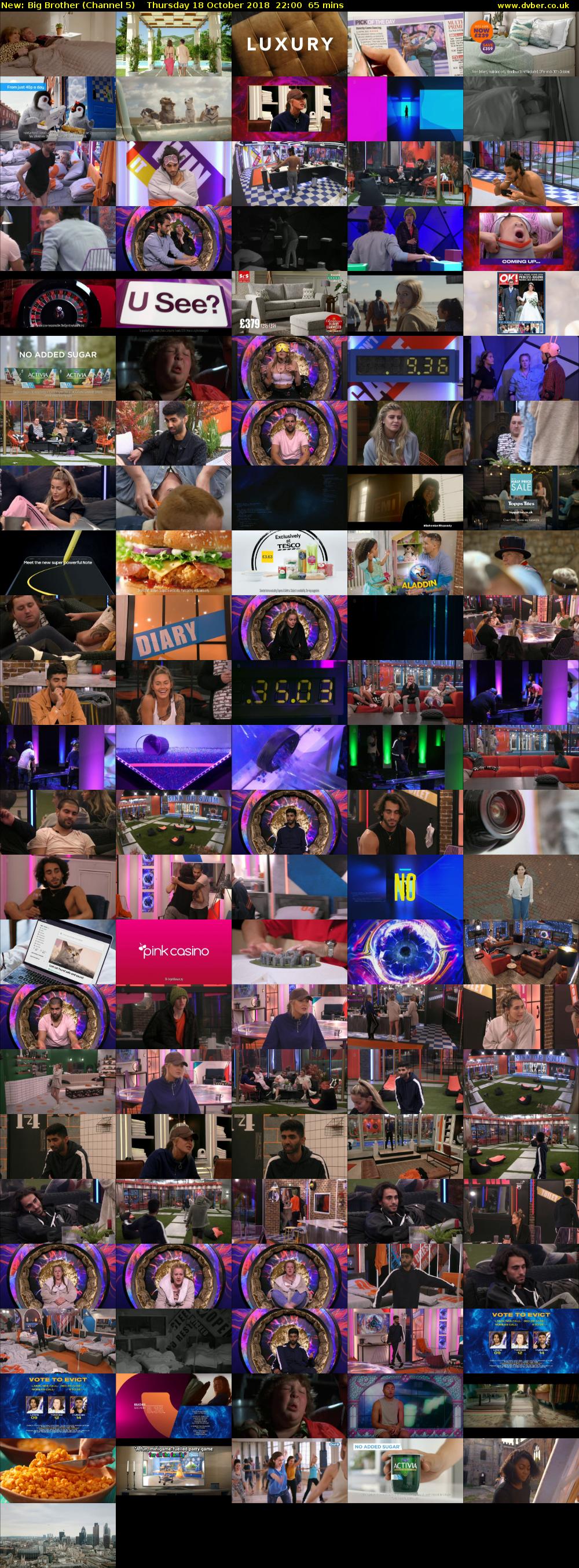 Big Brother (Channel 5) Thursday 18 October 2018 22:00 - 23:05