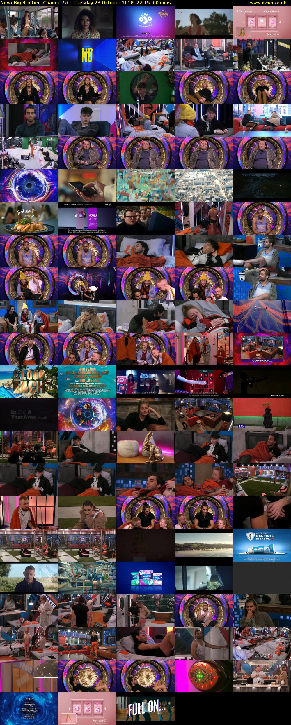 Big Brother (Channel 5) Tuesday 23 October 2018 22:15 - 23:15