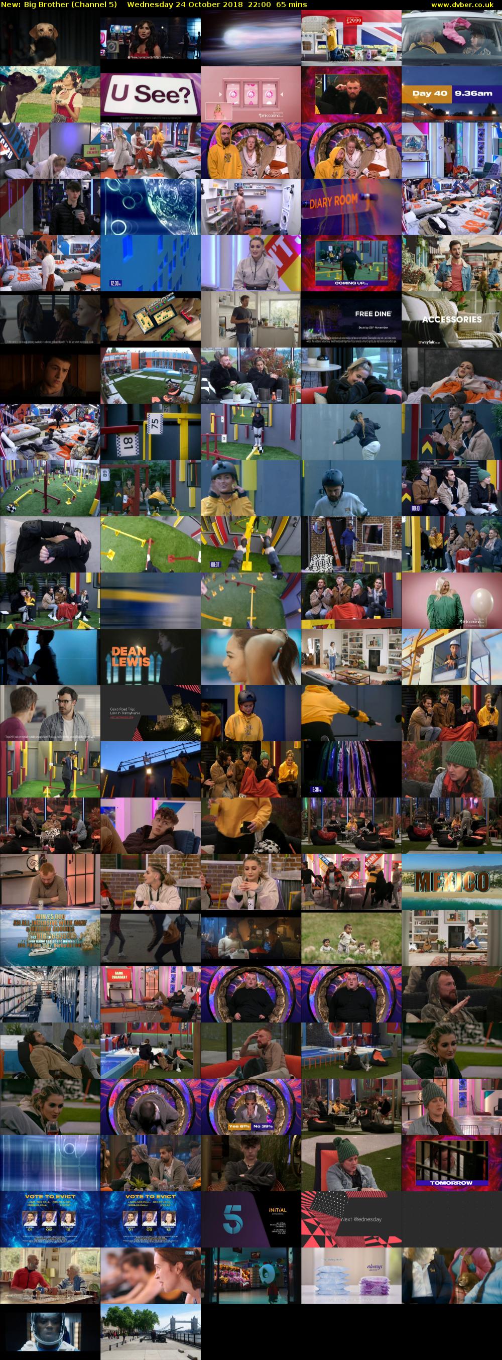 Big Brother (Channel 5) Wednesday 24 October 2018 22:00 - 23:05