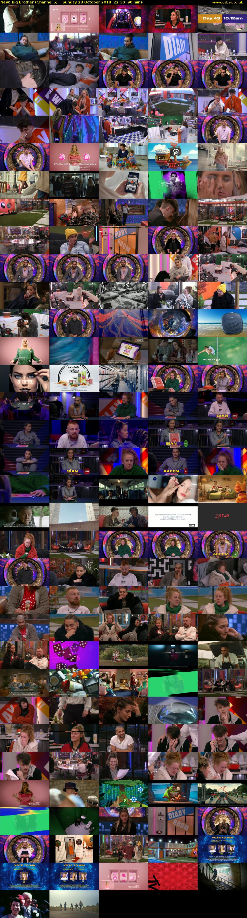 Big Brother (Channel 5) Sunday 28 October 2018 22:30 - 00:00