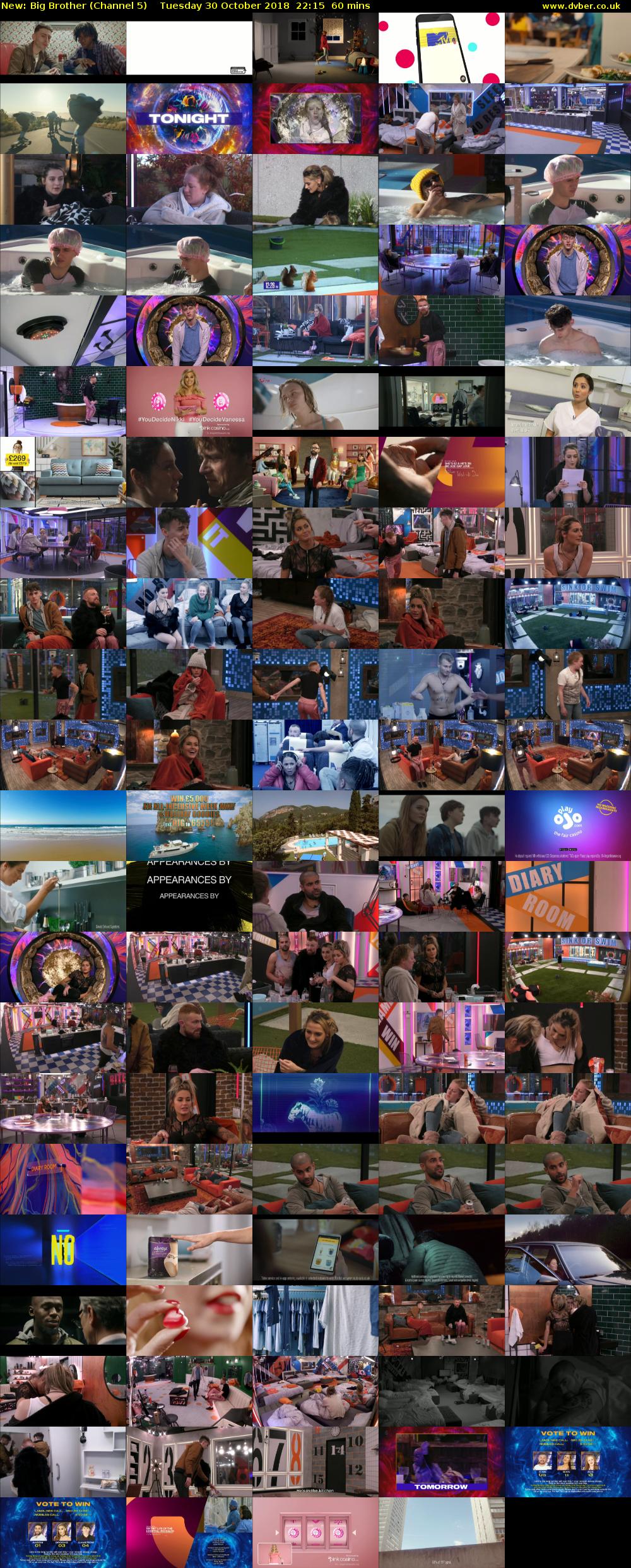 Big Brother (Channel 5) Tuesday 30 October 2018 22:15 - 23:15