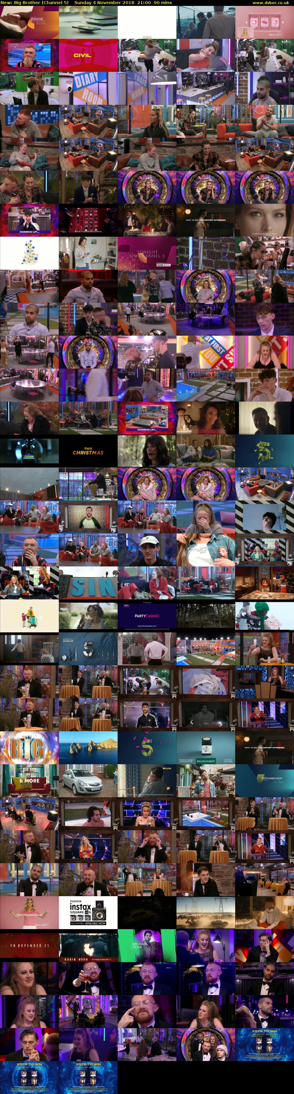 Big Brother (Channel 5) Sunday 4 November 2018 21:00 - 22:30