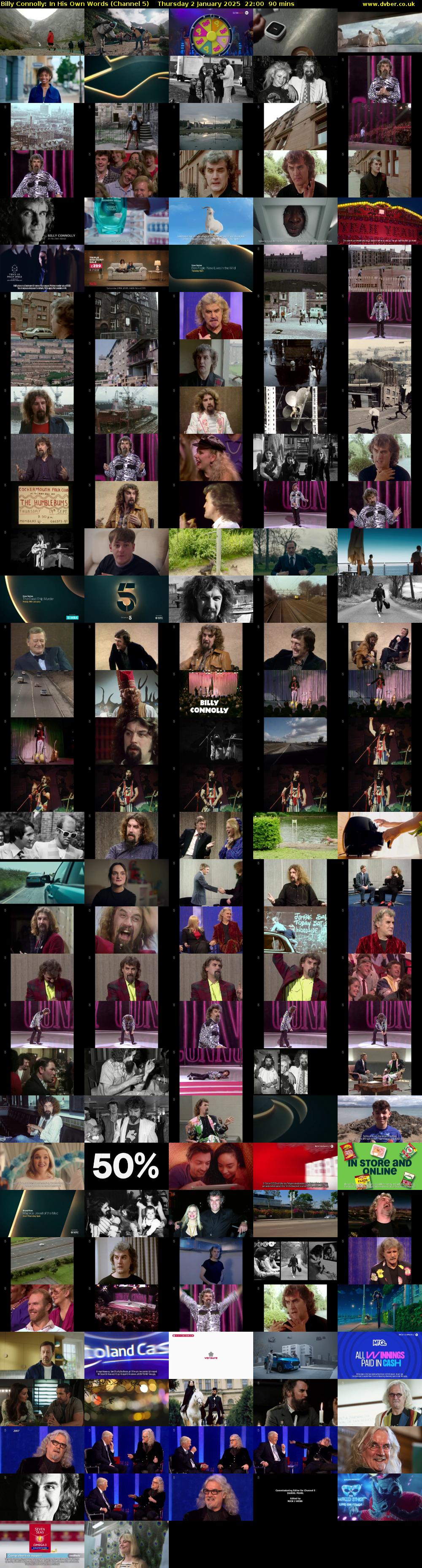 Billy Connolly: In His Own Words (Channel 5) Thursday 2 January 2025 22:00 - 23:30