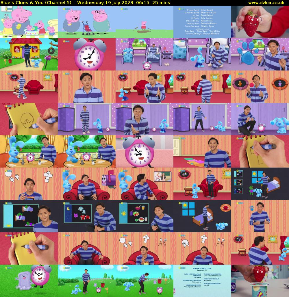 Blue's Clues & You (Channel 5) Wednesday 19 July 2023 06:15 - 06:40