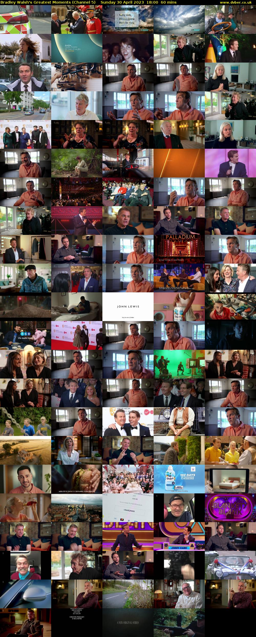 Bradley Walsh's Greatest Moments (Channel 5) Sunday 30 April 2023 18:00 - 19:00