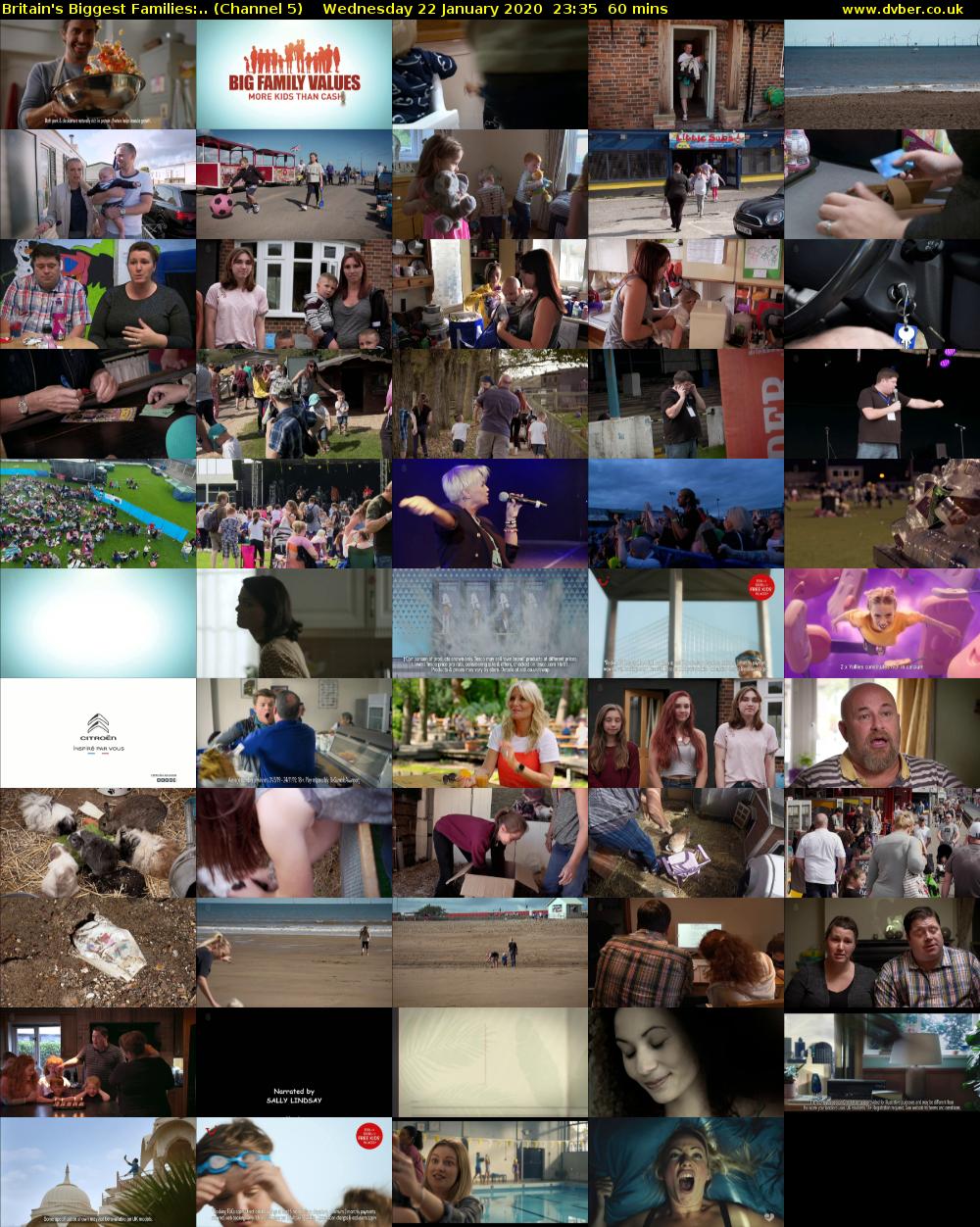 Britain's Biggest Families:.. (Channel 5) Wednesday 22 January 2020 23:35 - 00:35