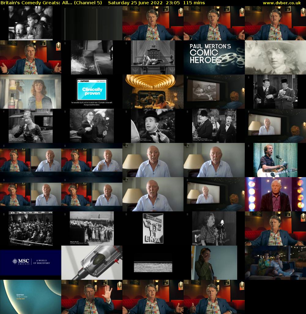 Britain's Comedy Greats: All... (Channel 5) Saturday 25 June 2022 23:05 - 01:00