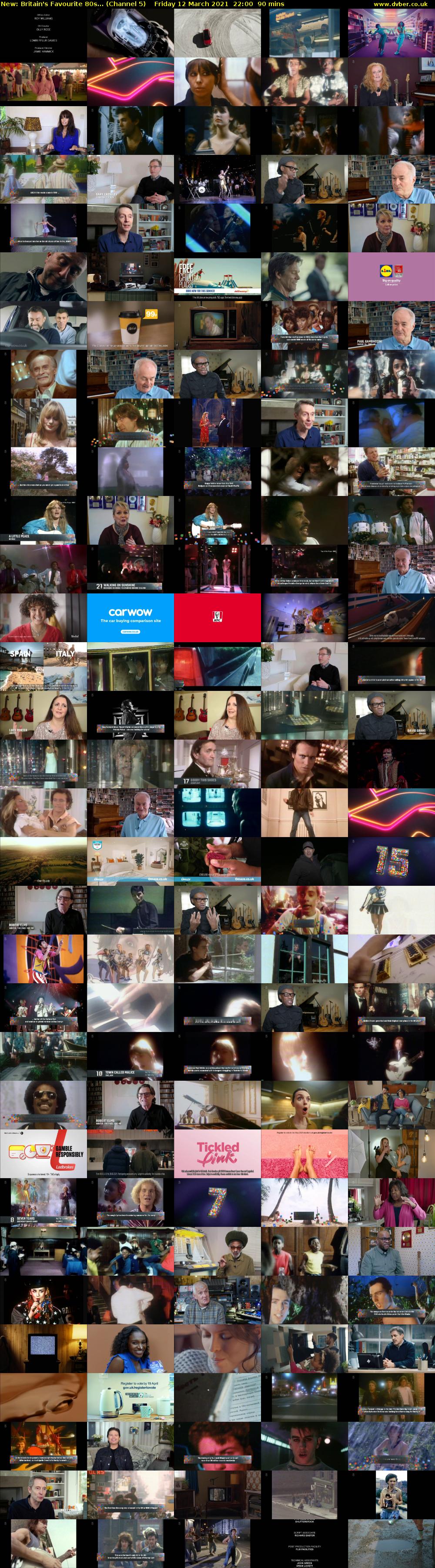 Britain's Favourite 80s... (Channel 5) Friday 12 March 2021 22:00 - 23:30