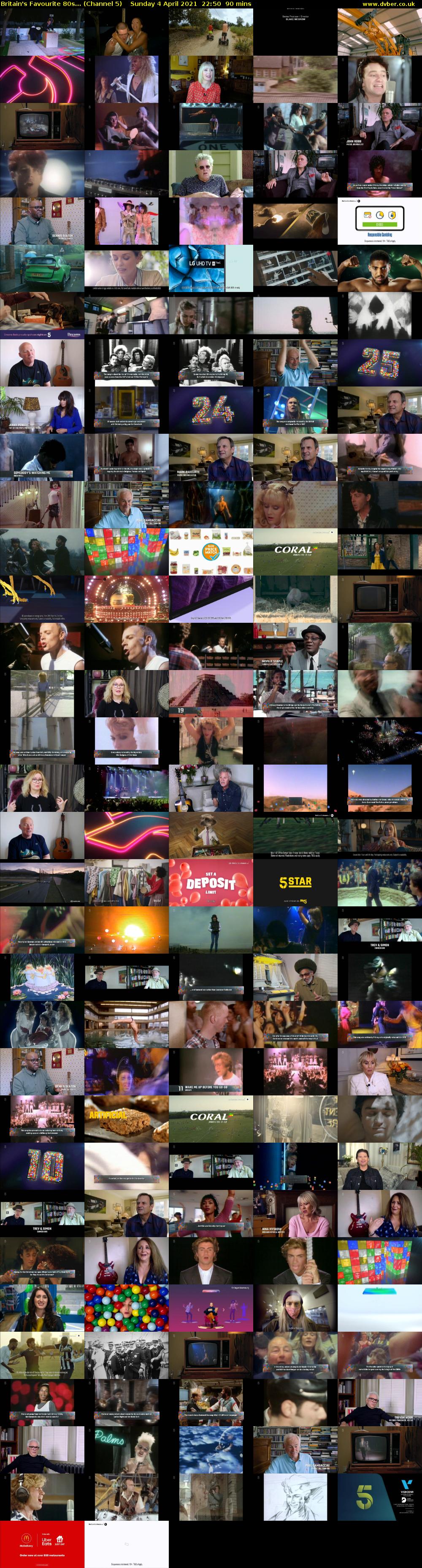 Britain's Favourite 80s... (Channel 5) Sunday 4 April 2021 22:50 - 00:20