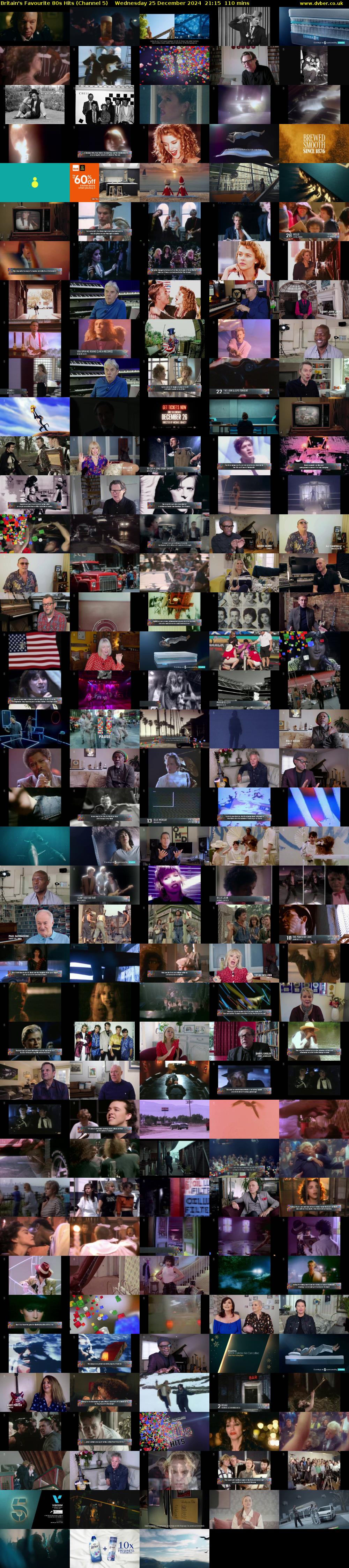 Britain's Favourite 80s Hits (Channel 5) Wednesday 25 December 2024 21:15 - 23:05