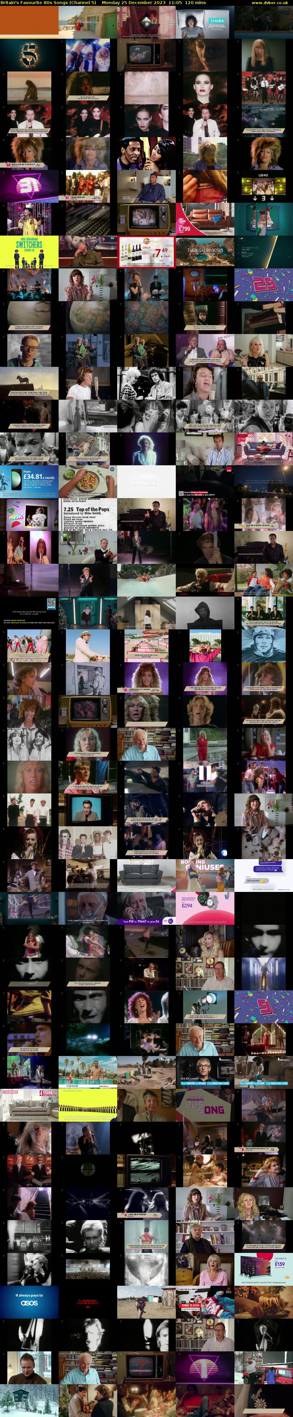 Britain's Favourite 80s Songs (Channel 5) Monday 25 December 2023 11:05 - 13:05