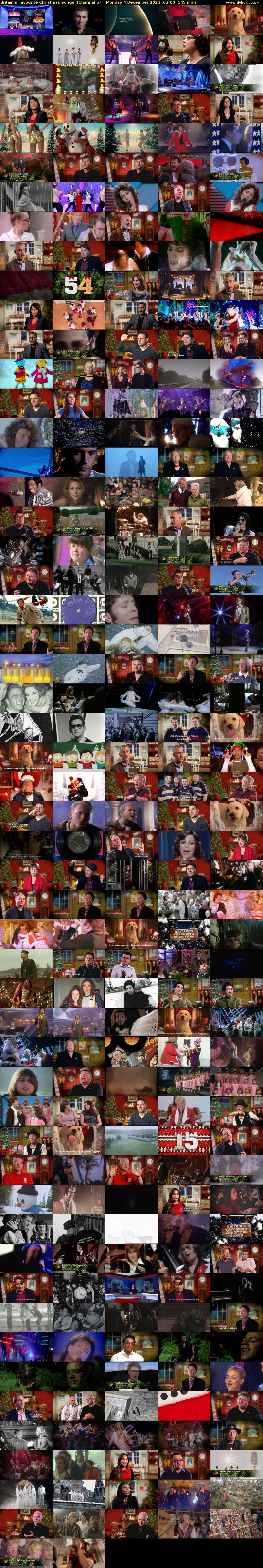 Britain's Favourite Christmas Songs  (Channel 5) Monday 4 December 2023 03:00 - 05:25