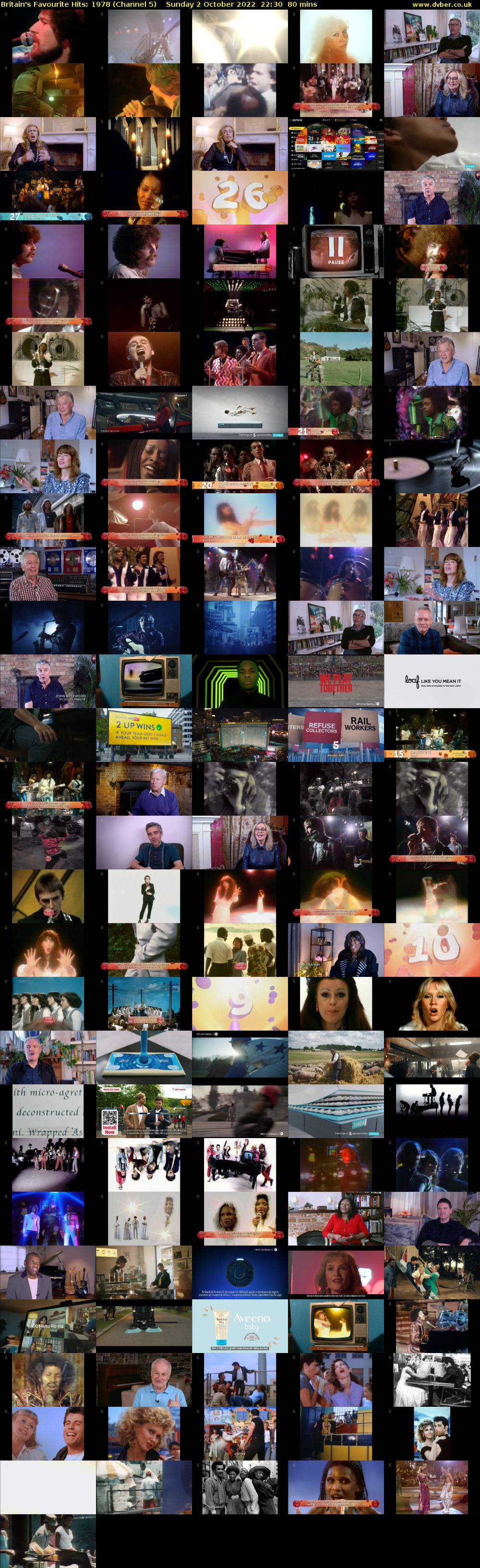 Britain's Favourite Hits: 1978 (Channel 5) Sunday 2 October 2022 22:30 - 23:50